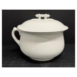 Antique White Iron Stone Chamber Pot 10' Dia 7'H