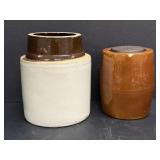 Vtg Brown Canning Jar chipped & Stoneware Crock