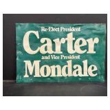 Vintage Cardboard Carter Mondale Sign 18.5'x12'H