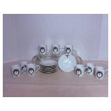 Vintage Porcelain 9 Cups & 10 Saucers