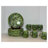Vintage Japanese Inarca Majolica Snack Set