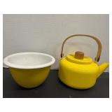 Enamel Tea Pot & Bowl