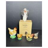 Porcelain Chickens & Willow Tree Figurine