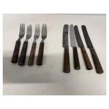 Antique Wood Handled Knives & Forks