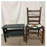 Ladder Back Chair & Stool 23'x10'x18'H