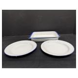 Enamelware Dark Room Tray & 7' Dia Swedish Plates