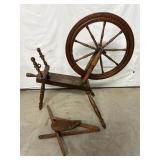 Antique Wood Spinning Wheel