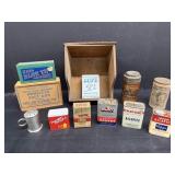 Vintage Desk Drawer, Kitchen Tins & Empty Matchbox