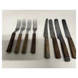 Antique Wood Handled Knives & Forks