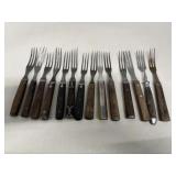 Antique Wood Handled 3 Tined Forks 7.5'