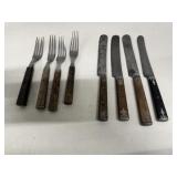 Antique Wood Handled Knives & Forks