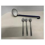 Enamelware Ladle & Stainless Teaspoons