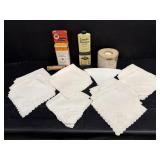 Vintage Bathroom Tins, Candle & Hankies