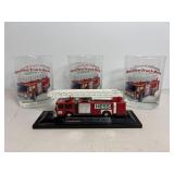 Vtg Hess 1999 Miniture fire truck & glasses