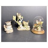Enesco owl figurine & misc.