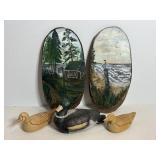 Vtg Ceramic duck & wooden ducks & misc