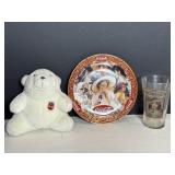 Vtg Coca Cola glass & decorative plate 8' &