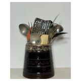 Vtg Cookie jar (no lid) & utensils