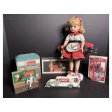 Vtg Coca Cola doll 13'H & misc