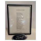 The Fordy-First Psalm print & plastic Ford emblem.