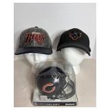 Chicago Bears hats (2) & mini helmet signed by...