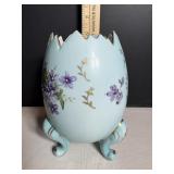 Vtg Blue cracked egg planter vase 6'H