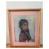 Jean Bradford Framed 'Indian Maiden' Pastel..