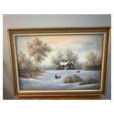 Von Bell Framed Oil 'Winter Landscape Scene...