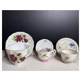 Vtg Teacups and Saucers (3)