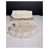Vtg Doilies 17' dia & 11.5'dia & 12'x56' runner...