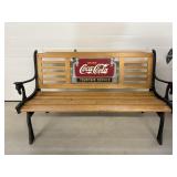 Vtg Coca Cola bench cast iron legs 49'W x 30'H