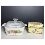 Corningware 1.5 qt dish with lid & Vtg recipe...