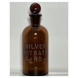 Vtg AgNO3 Silver Nitrate brown glass bottle 6'H