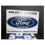 1 yard Ford Fabric & Vtg Ford metal sign 17' x 12'