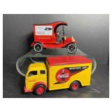 Vtg Coca Cola  truck bank & car
