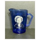 Vtg Shirley Temple Cobalt blue glass mini pitcher.