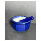 Ceramic Cobalt blue bowl & pestle