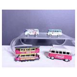 Vtg Coca Cola die cast buses & trolly car