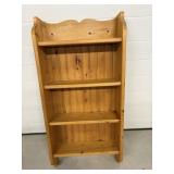 Pine book shelf 17.5'W x 5.5'D x 33'H..