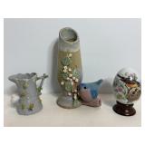 Vtg VA Siliou art pottery vase with blue bird & ..