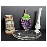 Vtg Fenton Bud vase milk glass & beer stein & misc
