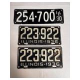 Vtg 1930 & 1936 Illinois license plates