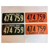 Vtg 1947 & 1948 Illinois license plates