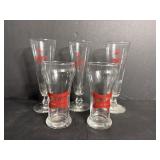 Vtg Footed Pilsner Miller High Life glasses (3),.