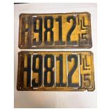 Vtg 1915 Illinois license plates