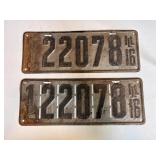 Vtg 1916 Illinois license plates