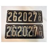 Vtg 1917 Illinois license plates