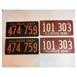 Vtg 1945 & 1946 Illinois license plates