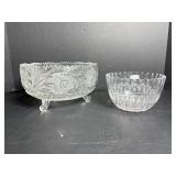 Vtg footed cut glass bowl 8'D & ...