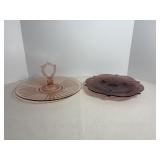 Pink Depression glass serving tray...